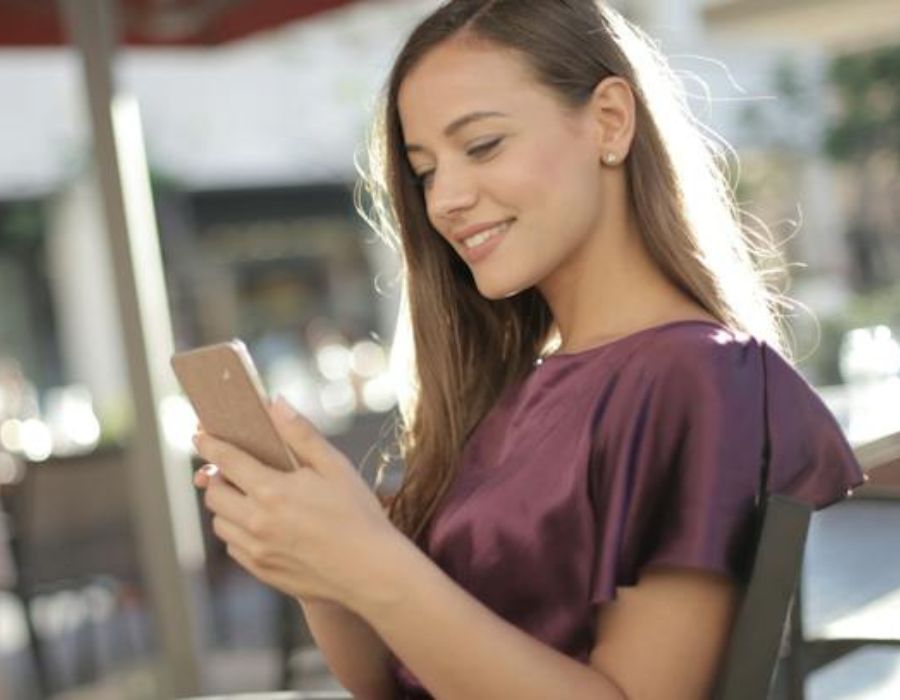 A woman enjoying the social media