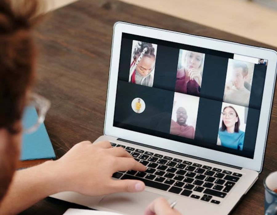 a man interviewing some vertial assistants online