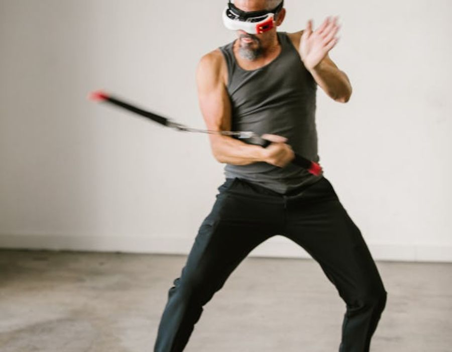 a man using VR in content creation