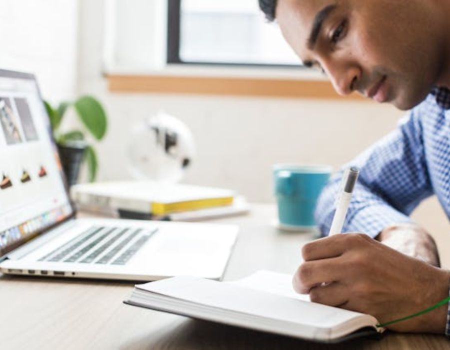 a person doing research on social media management